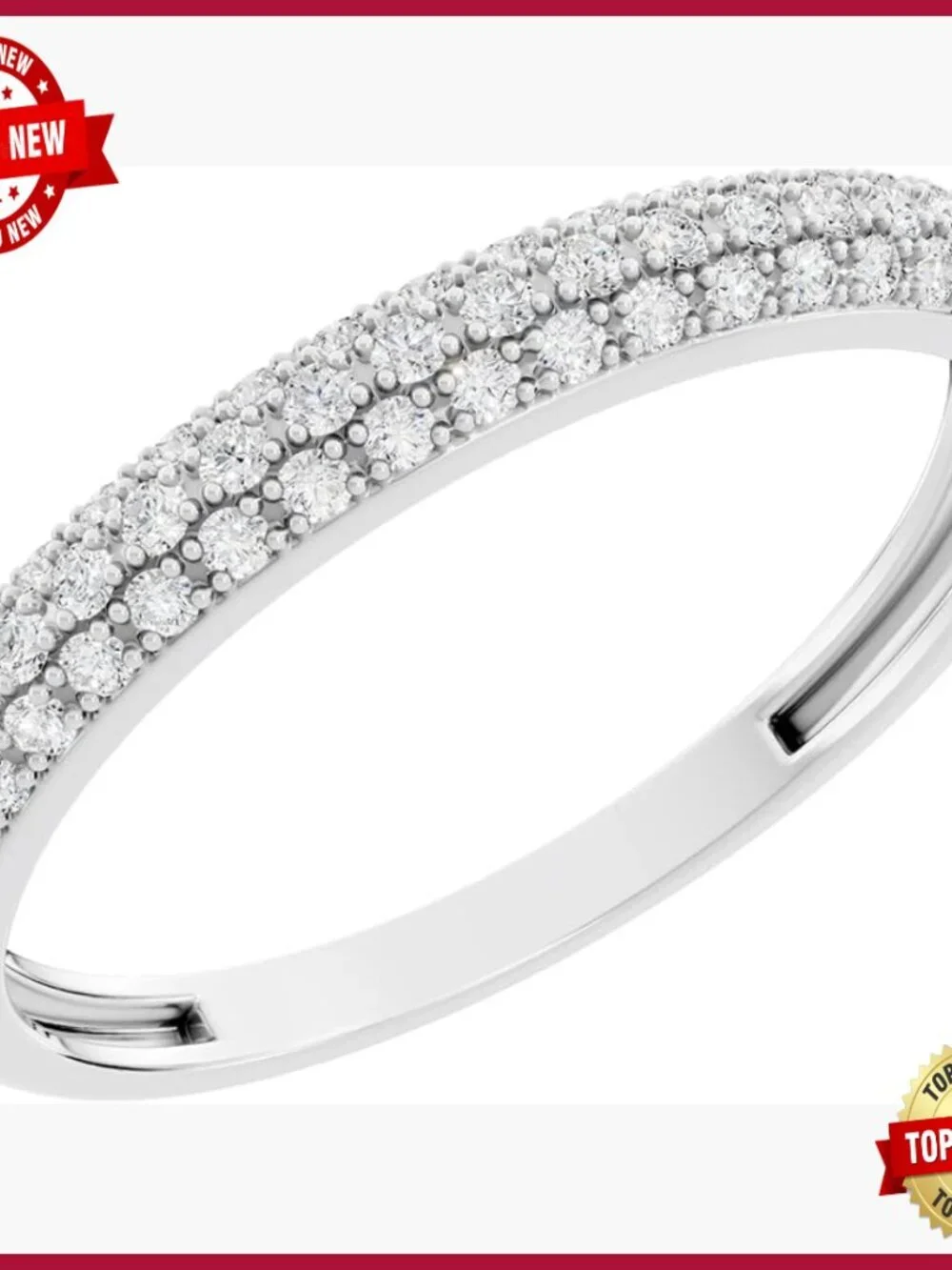 0.25 Ct Round White Diamond Stackable Wedding Band 14K Solid Gold Ring